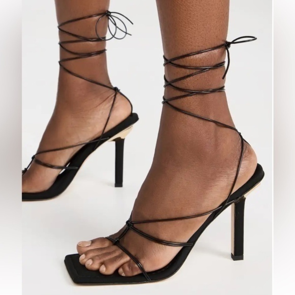 Good American Neoprene Lace Up Black Sandals